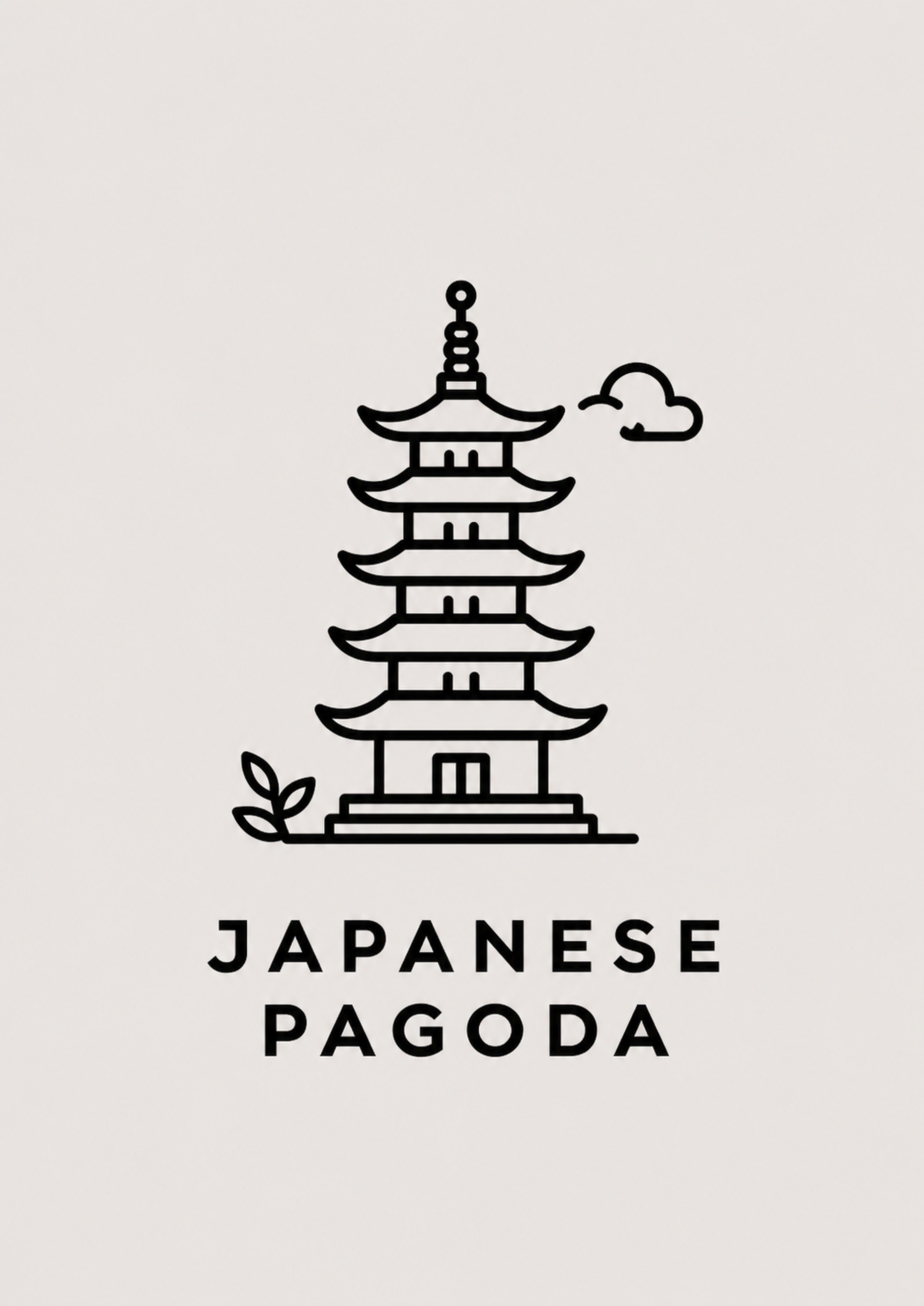 Japanese Pagoda Icon Japanese Retro Poster Print