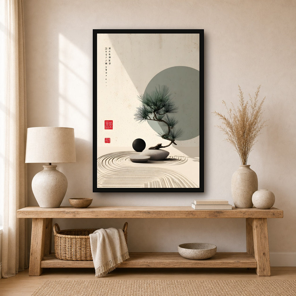 Japanese Zen Garden Print, Peaceful Wall Art - 2x3 room mockup
