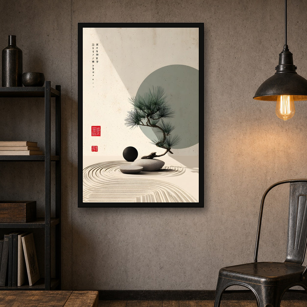 Japanese Zen Garden Print, Peaceful Wall Art - 2x3 room mockup