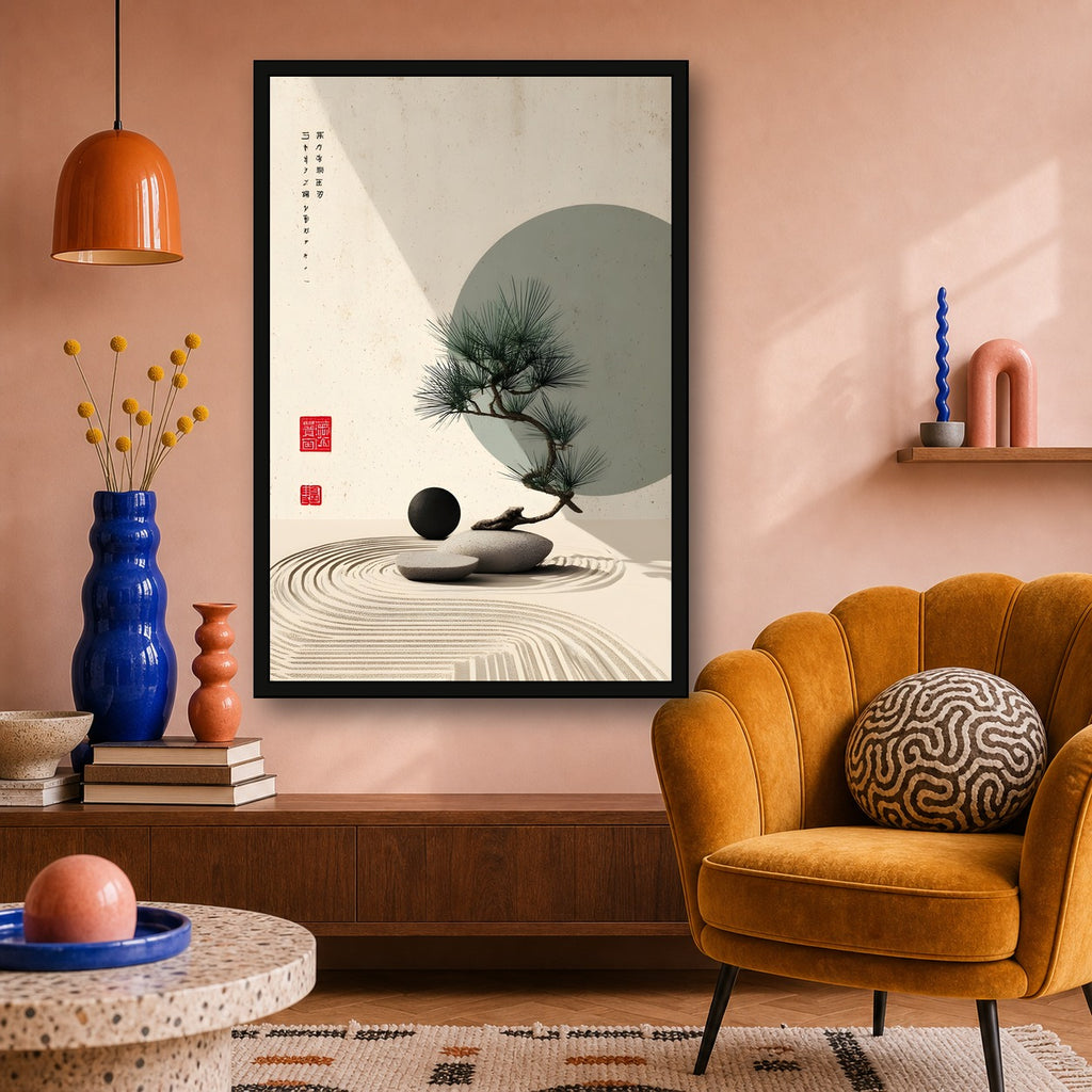 Japanese Zen Garden Print, Peaceful Wall Art - 2x3 room mockup