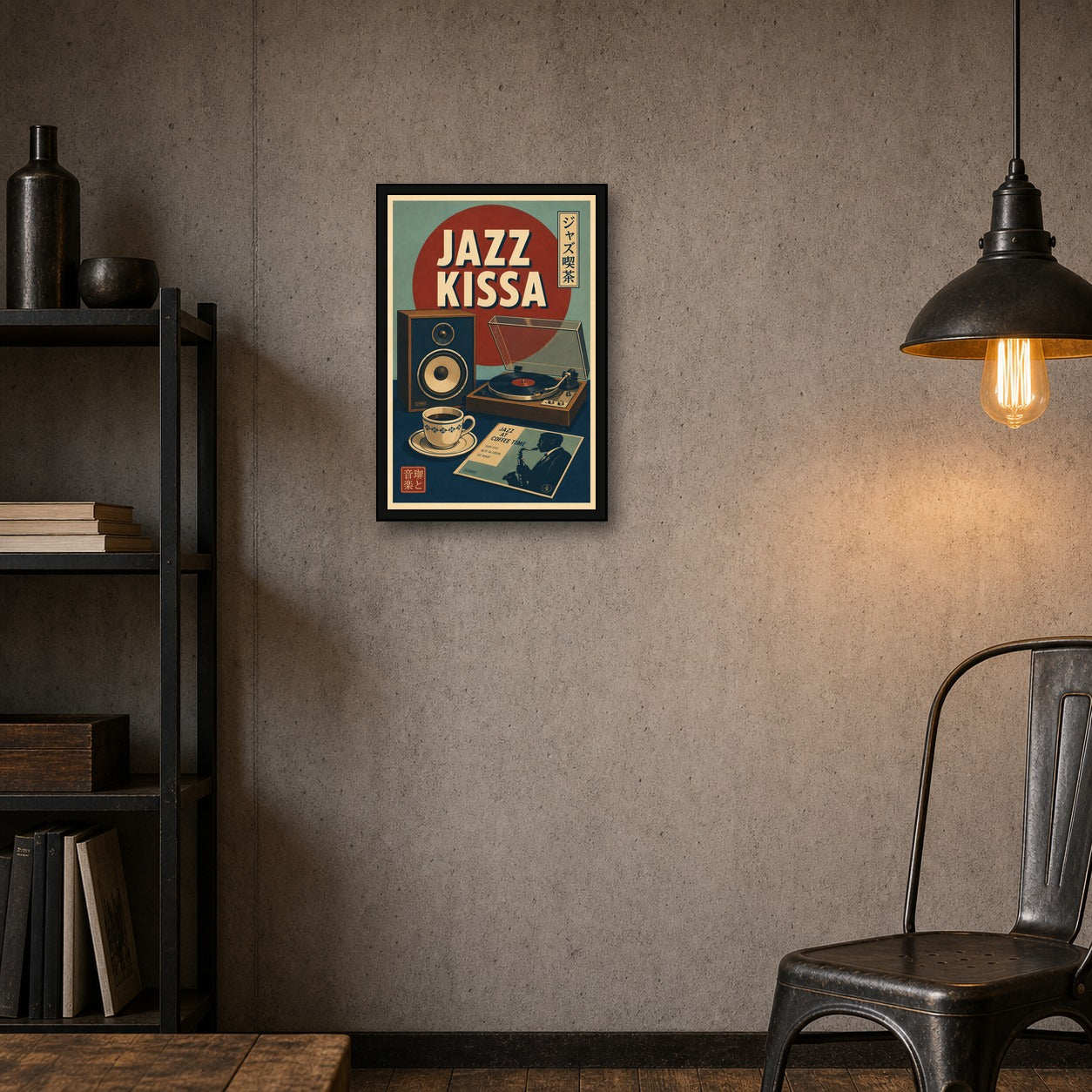 Jazz Kissa Japanese Retro Poster Print - 2x3 room mockup