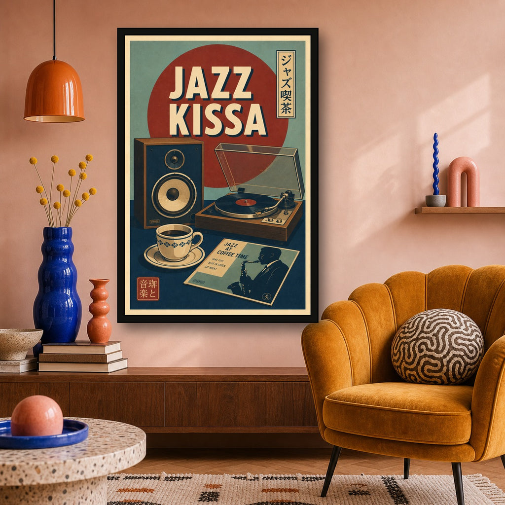 Jazz Kissa Japanese Retro Poster Print - 2x3 room mockup