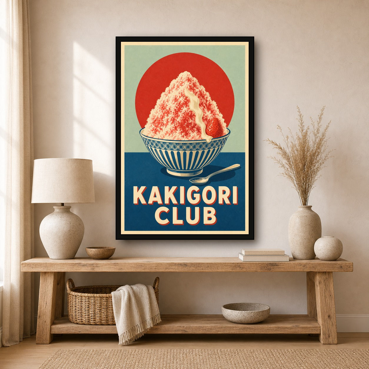 Kakigori Club Japanese Retro Poster Print - 2x3 room mockup