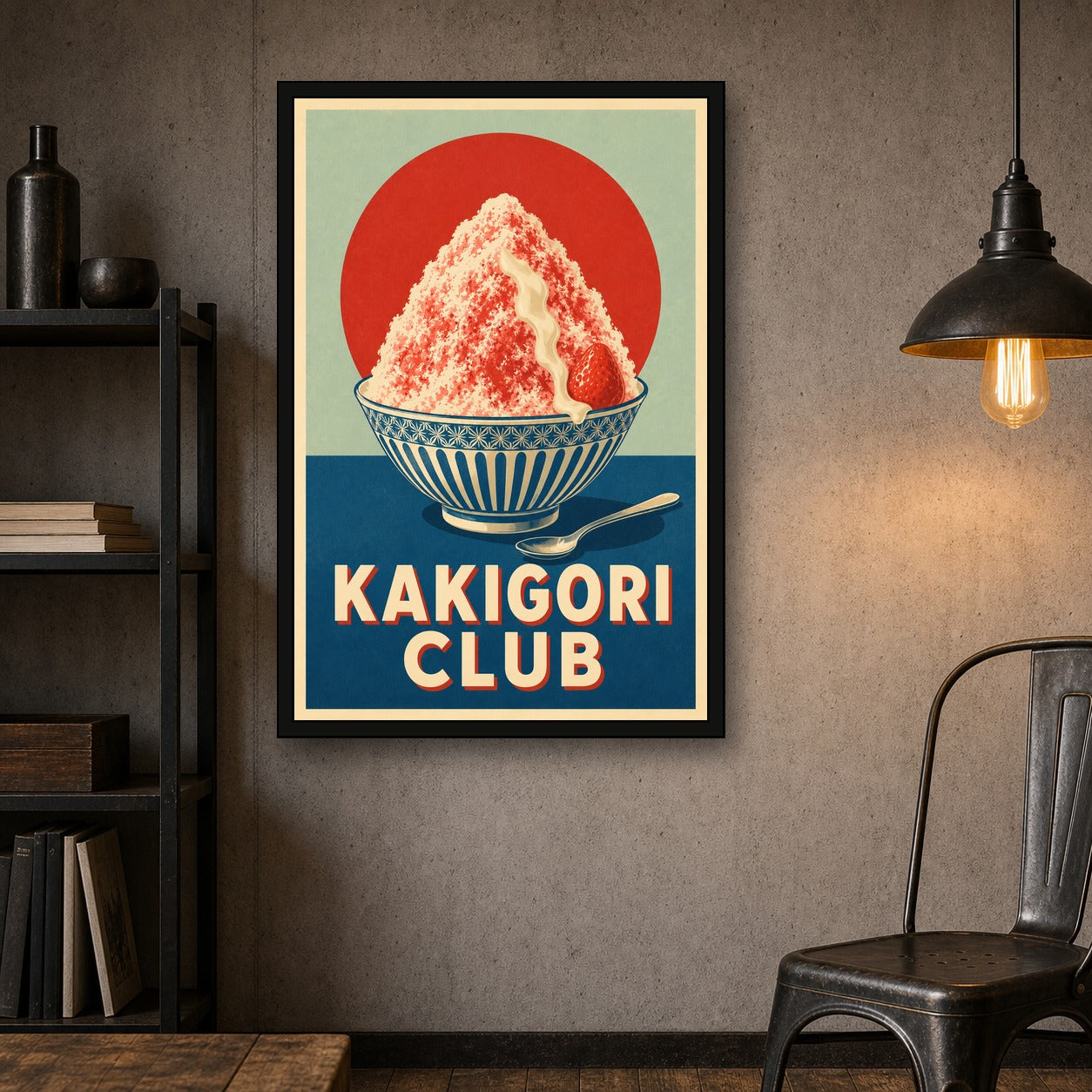 Kakigori Club Japanese Retro Poster Print - 2x3 room mockup