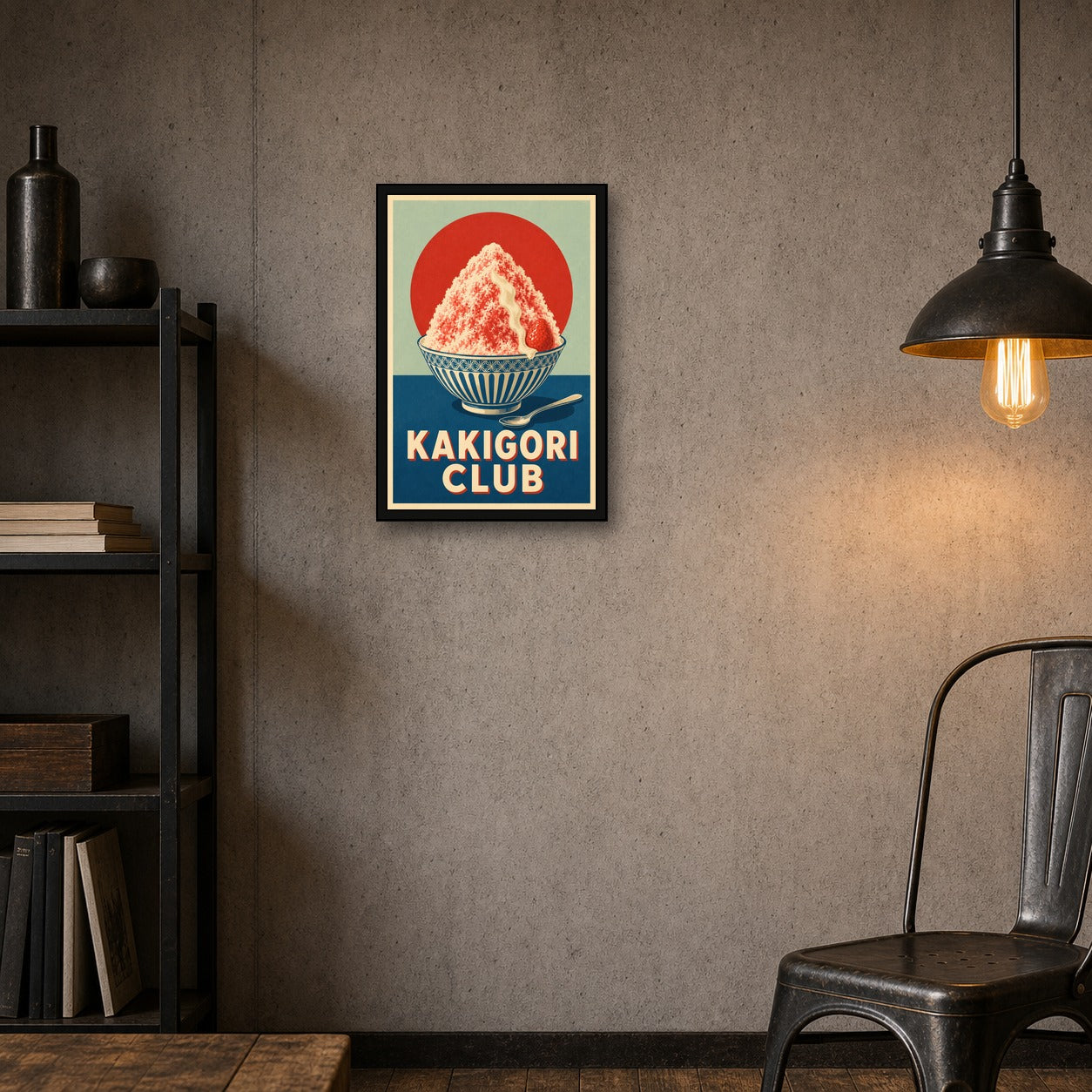 Kakigori Club Japanese Retro Poster Print - 2x3 room mockup