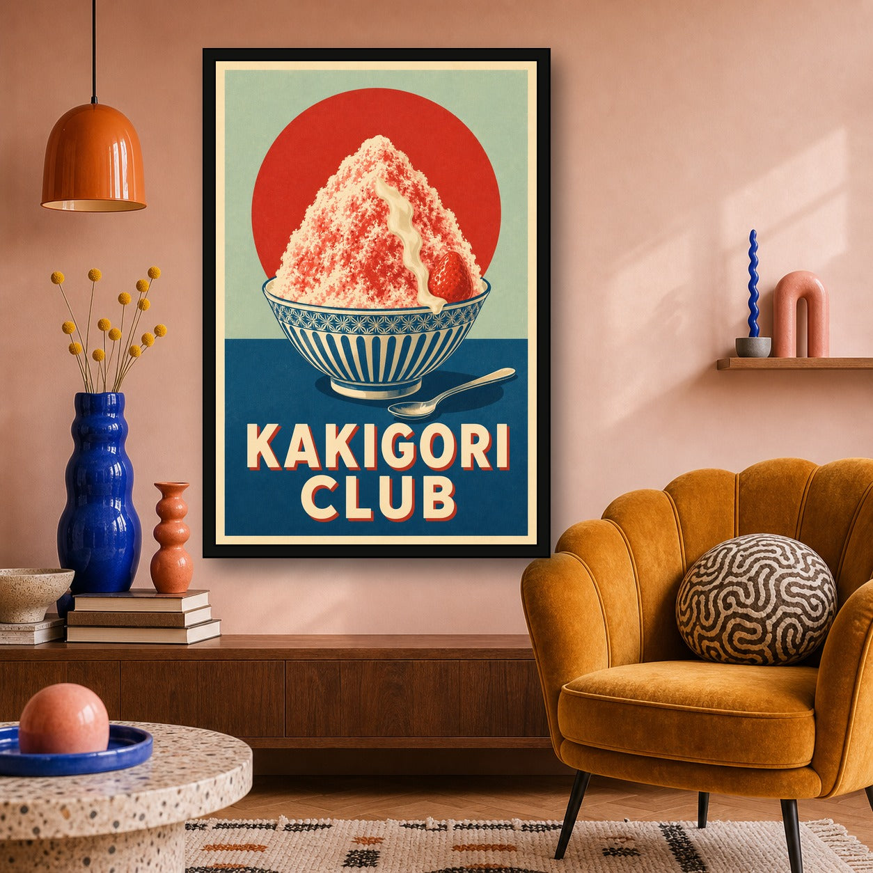 Kakigori Club Japanese Retro Poster Print - 2x3 room mockup