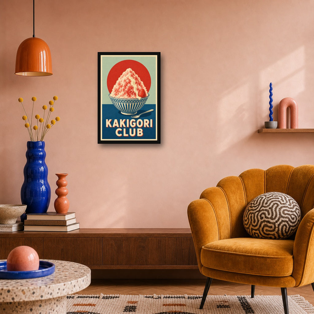 Kakigori Club Japanese Retro Poster Print - 2x3 room mockup