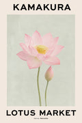 Kamakura Lotus Market Poster, Japanese Wall Art Print