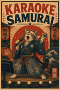 Karaokesamurai Japanese Retro Poster Print