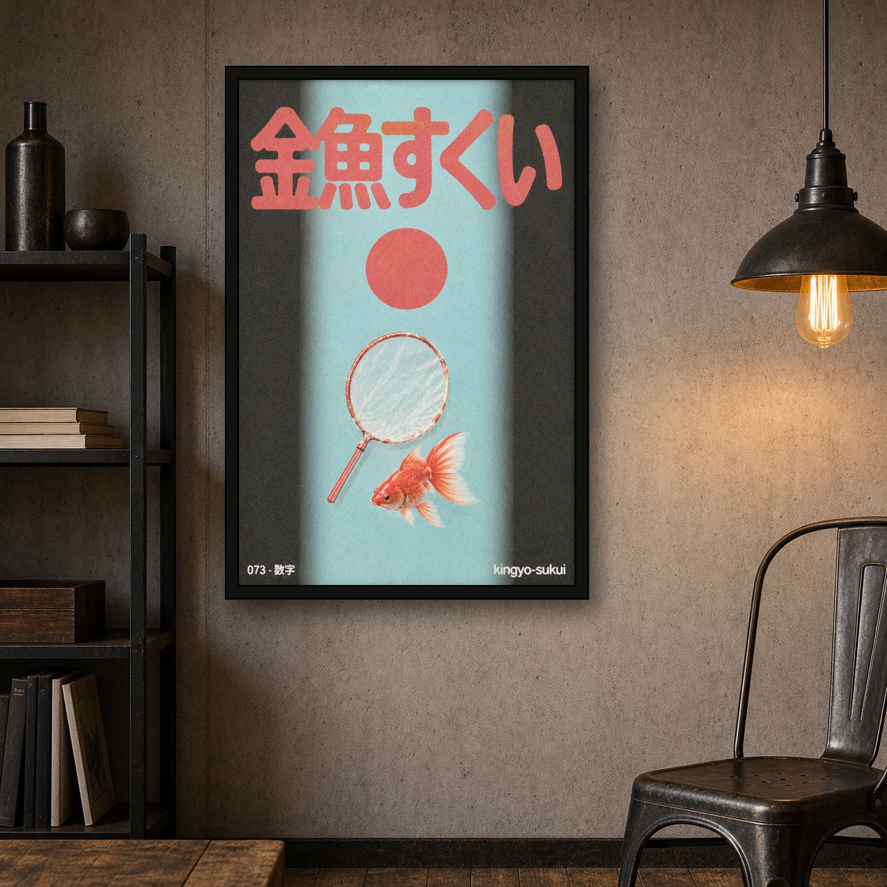 Kingyo Sukui Art Print, Japanese Goldfish Poster, Retro Japan Wall Art, in Your Choice of Six Sizes - 2x3 room mockup
