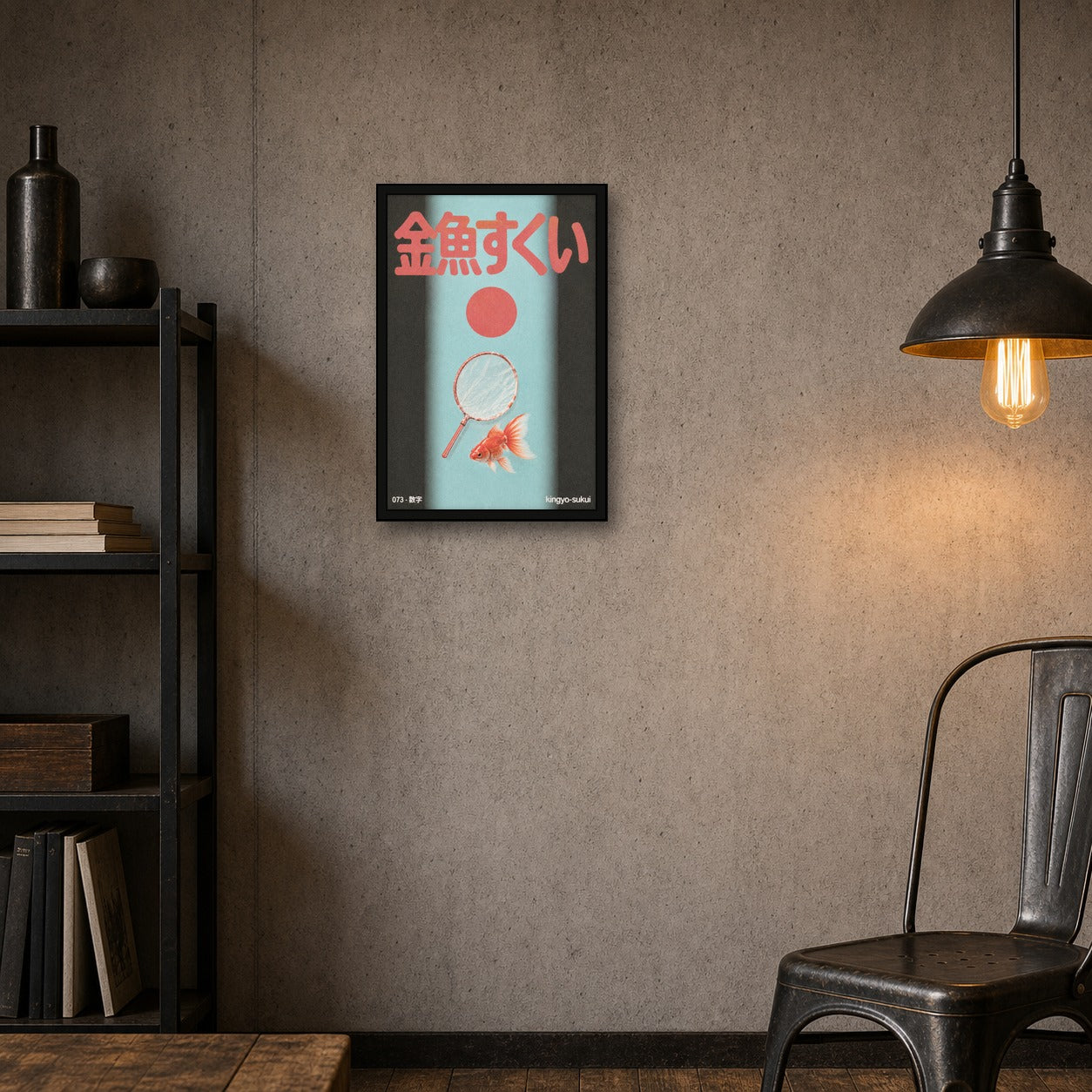 Kingyo Sukui Art Print, Japanese Goldfish Poster, Retro Japan Wall Art, in Your Choice of Six Sizes - 2x3 room mockup