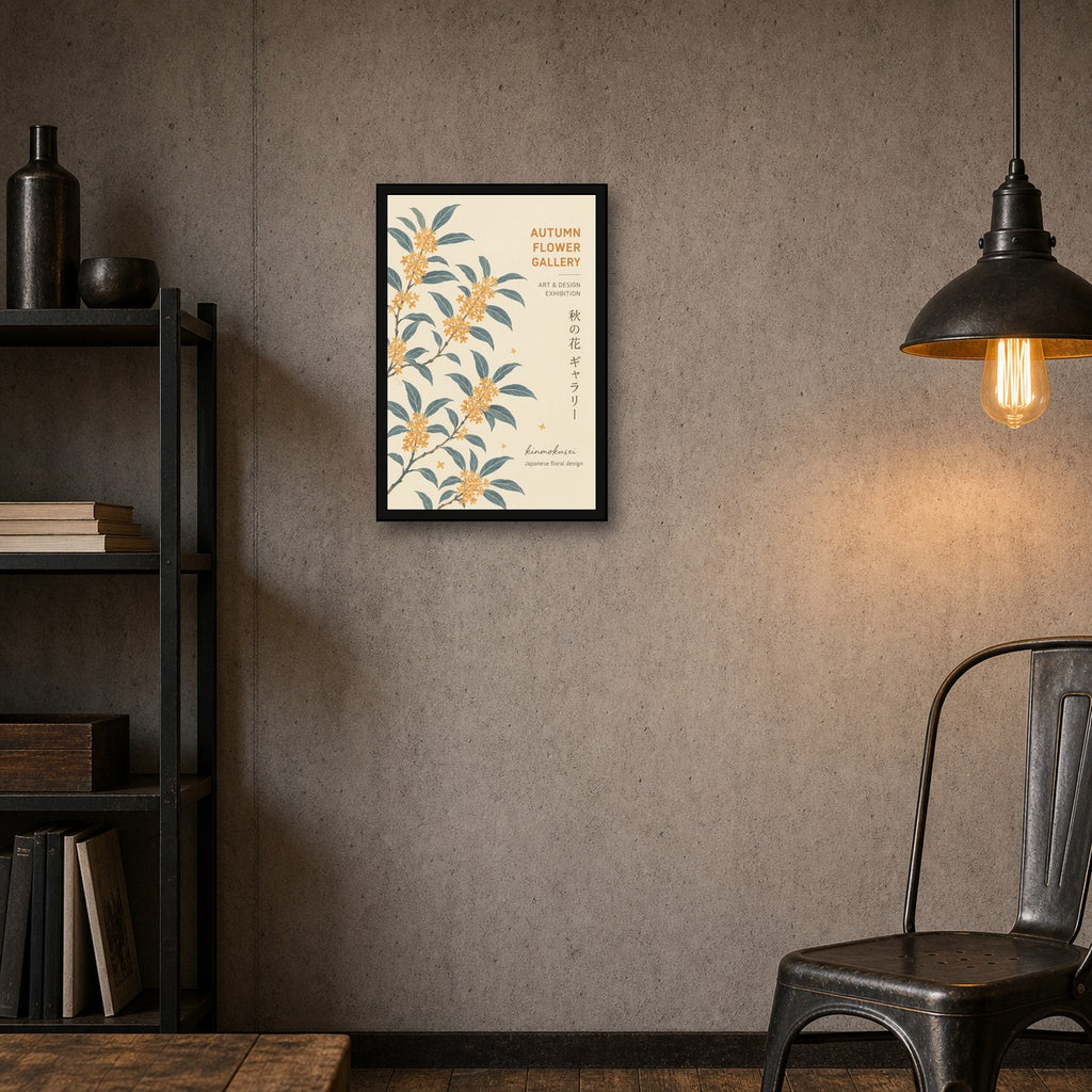 Kinmokusei Osmanthus Poster, Japanese Autumn Floral Wall Art, Serene Botanical Print in Six Sizes - 2x3 room mockup