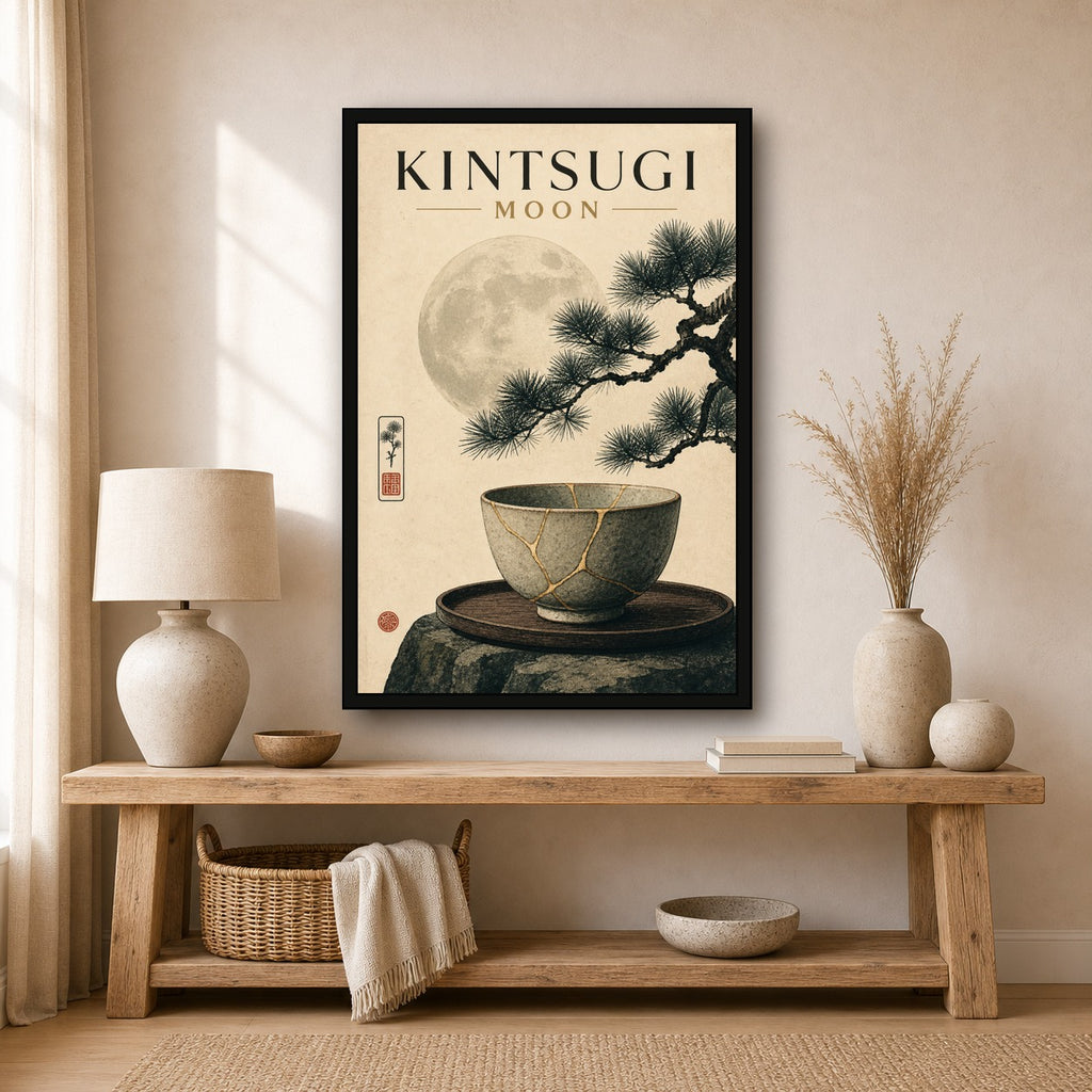 Kintsugimoon Japanese Retro Poster Print - 2x3 room mockup