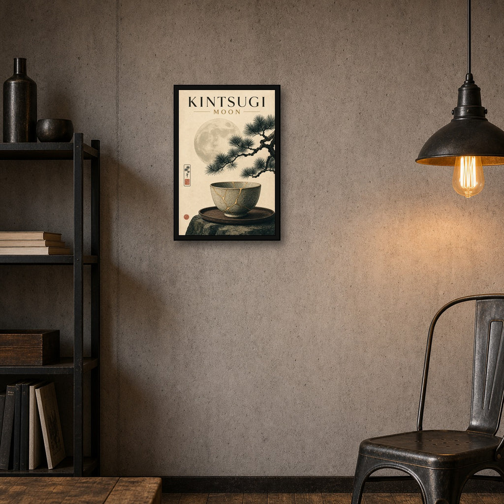 Kintsugimoon Japanese Retro Poster Print - 2x3 room mockup
