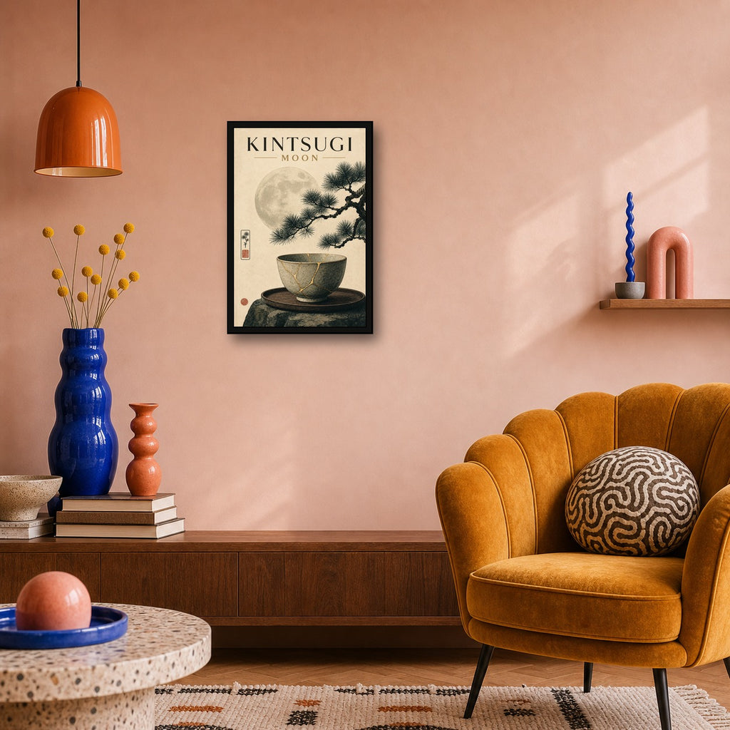 Kintsugimoon Japanese Retro Poster Print - 2x3 room mockup
