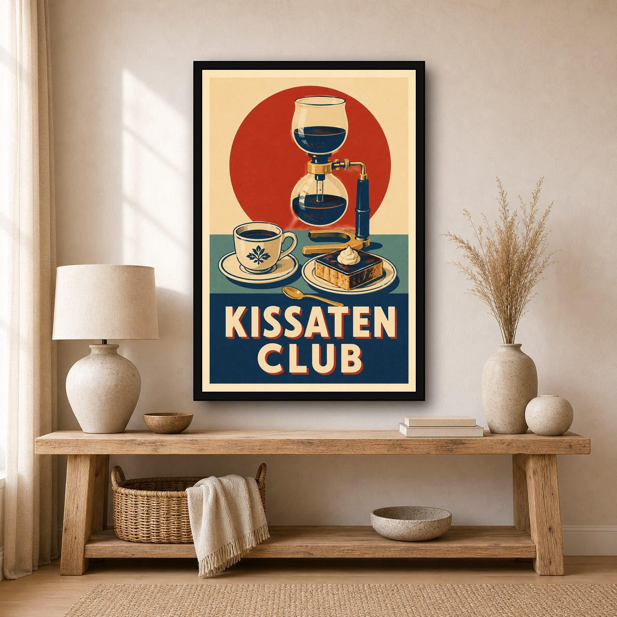 Kissaten Club Japanese Retro Poster Print - 2x3 room mockup