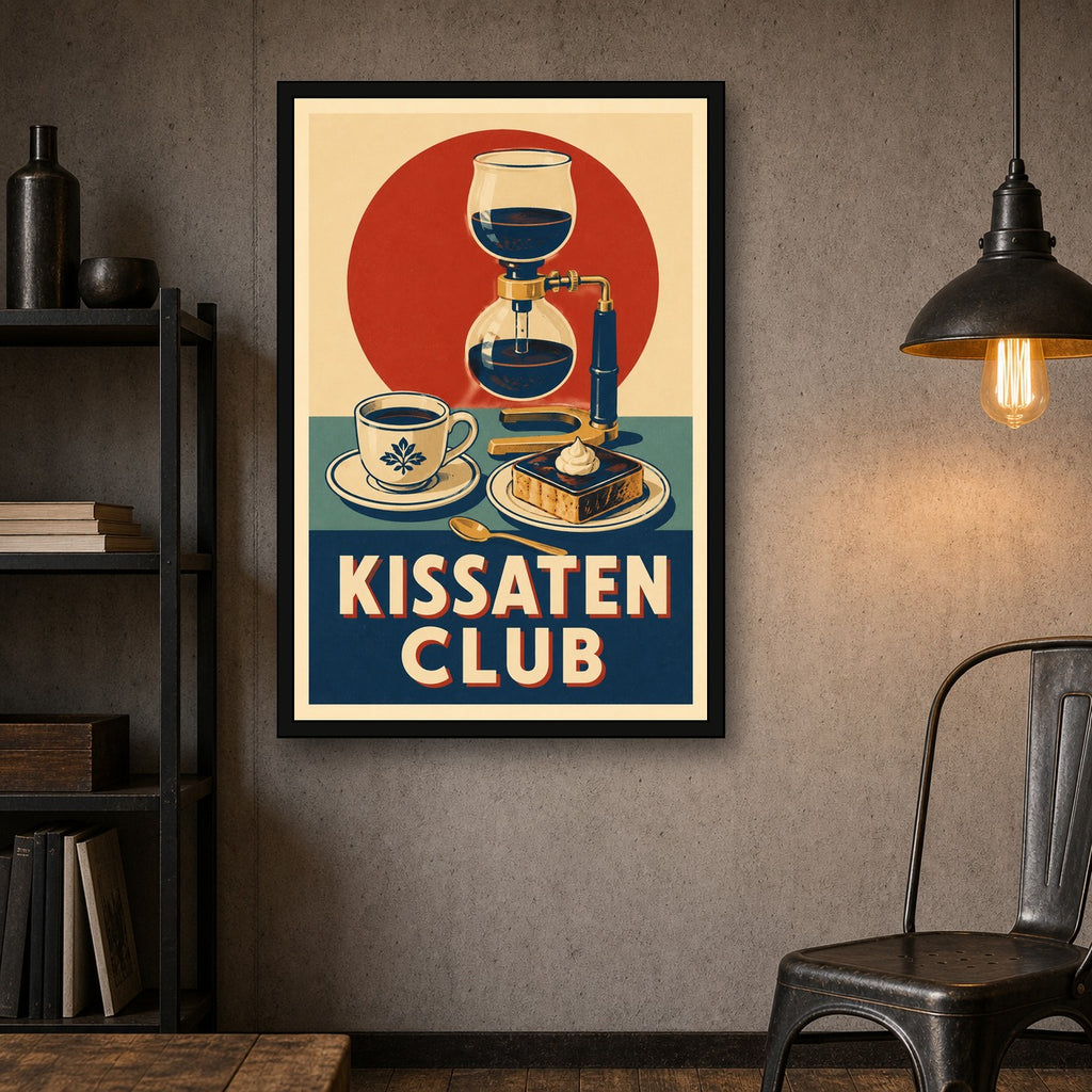 Kissaten Club Japanese Retro Poster Print - 2x3 room mockup