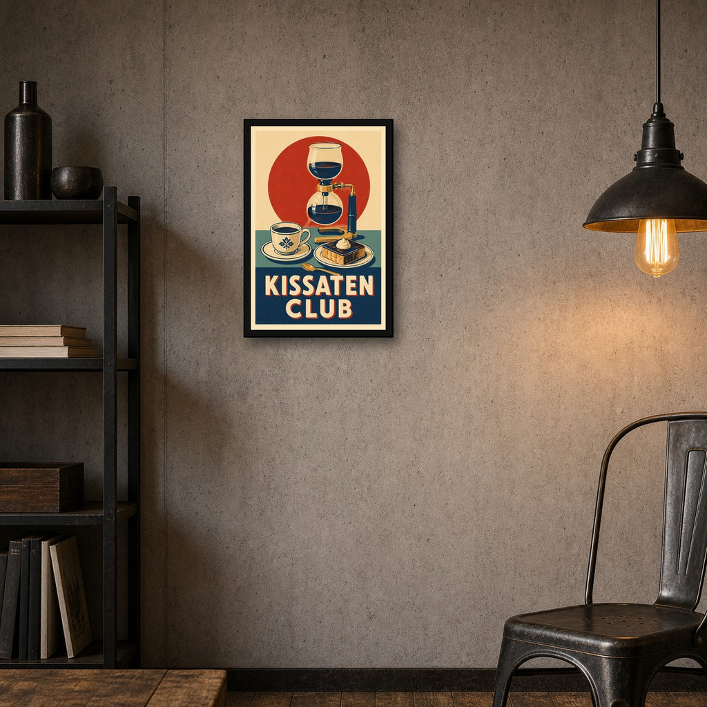 Kissaten Club Japanese Retro Poster Print - 2x3 room mockup