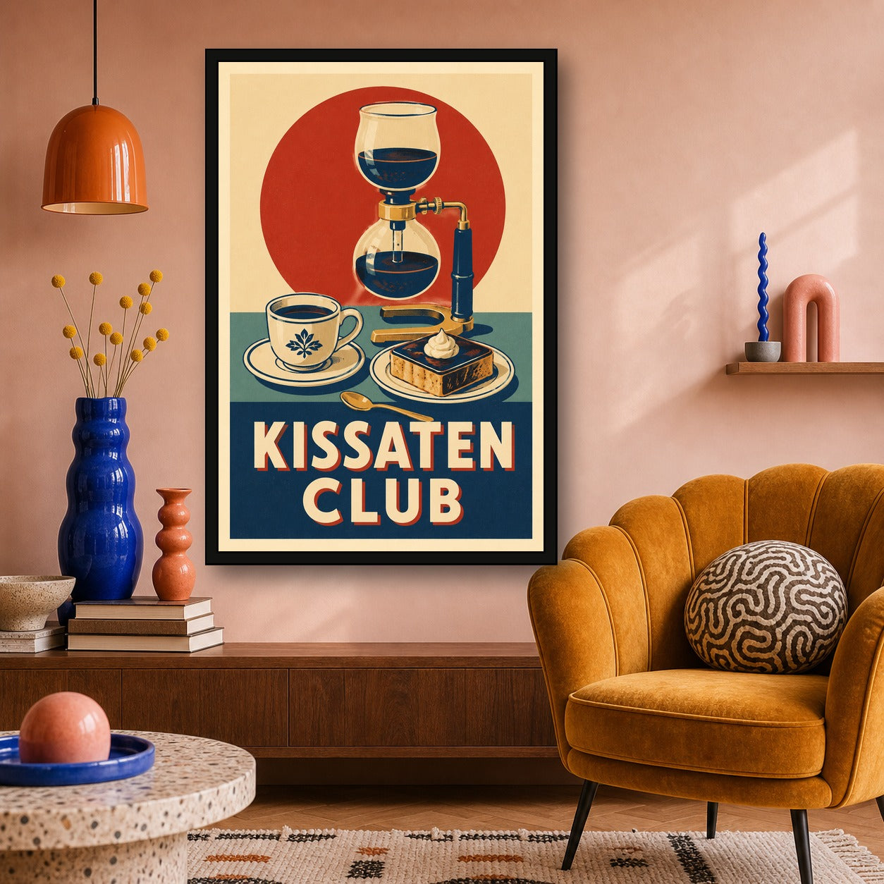 Kissaten Club Japanese Retro Poster Print - 2x3 room mockup