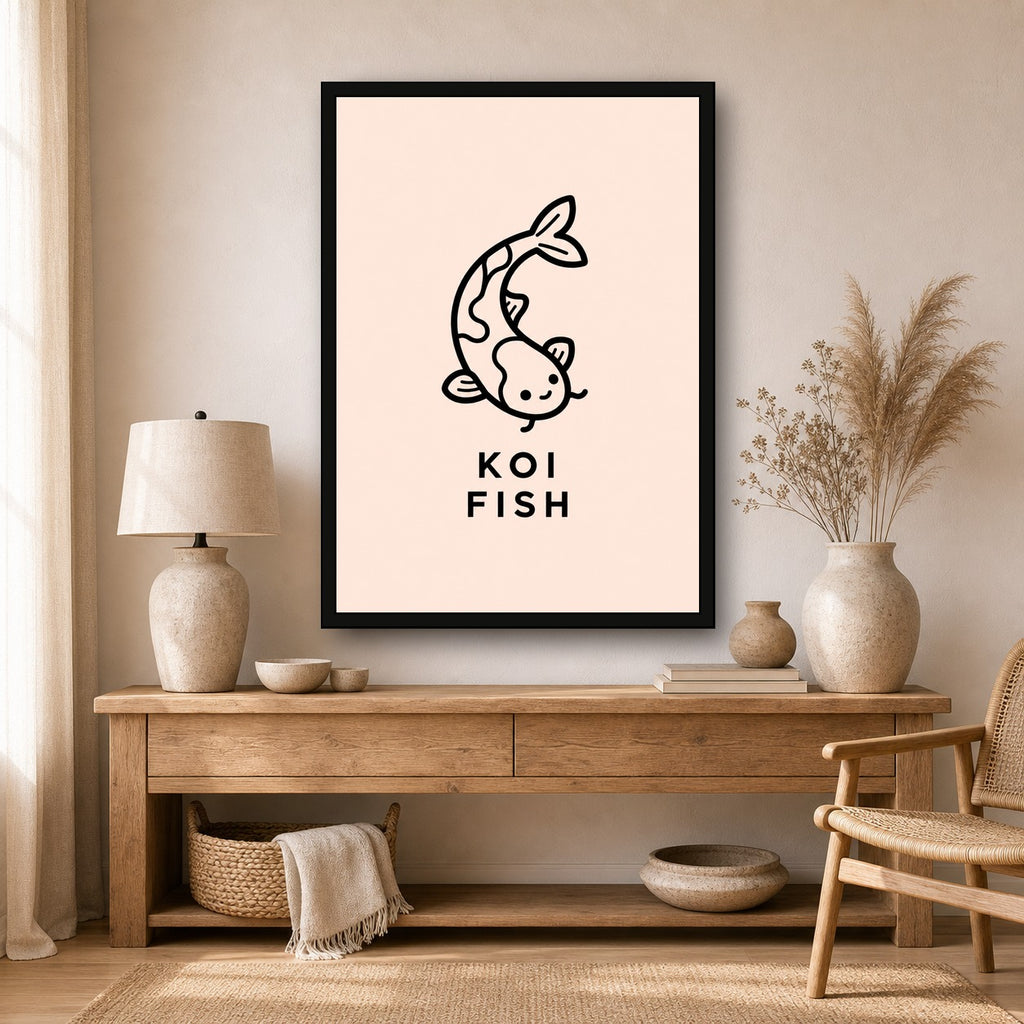 Koi Fish Icon Japanese Retro Poster Print - A room mockup