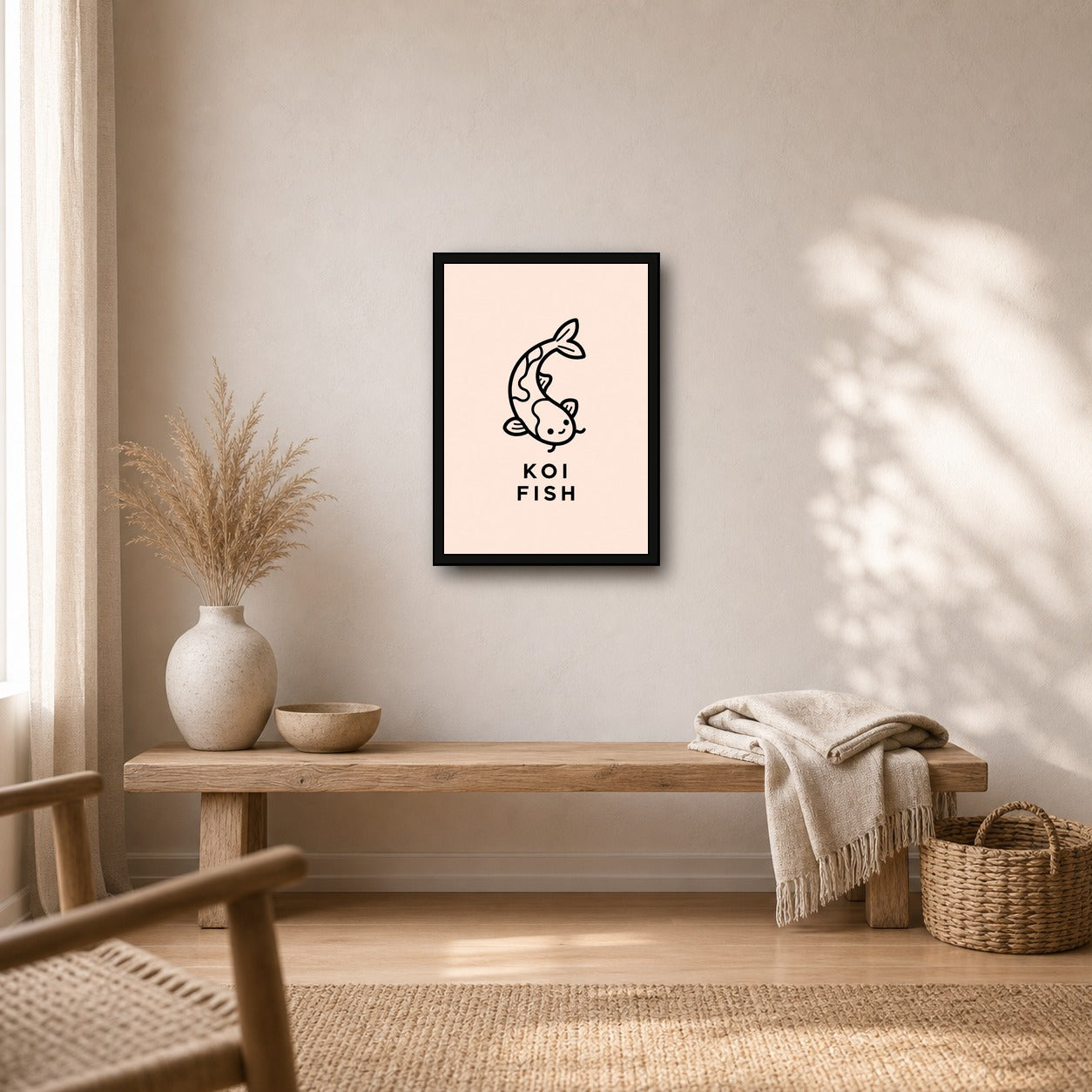 Koi Fish Icon Japanese Retro Poster Print - A room mockup