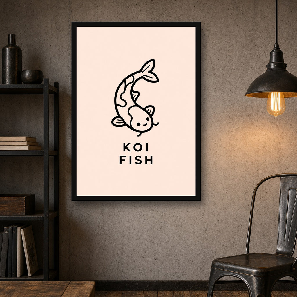 Koi Fish Icon Japanese Retro Poster Print - A room mockup