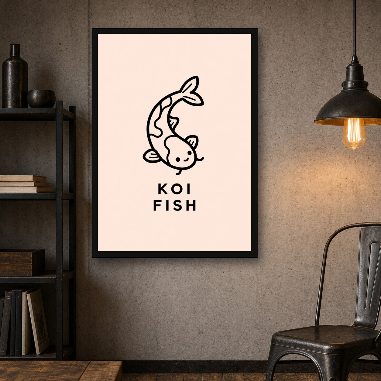 Koi Fish Icon Japanese Retro Poster Print - A room mockup