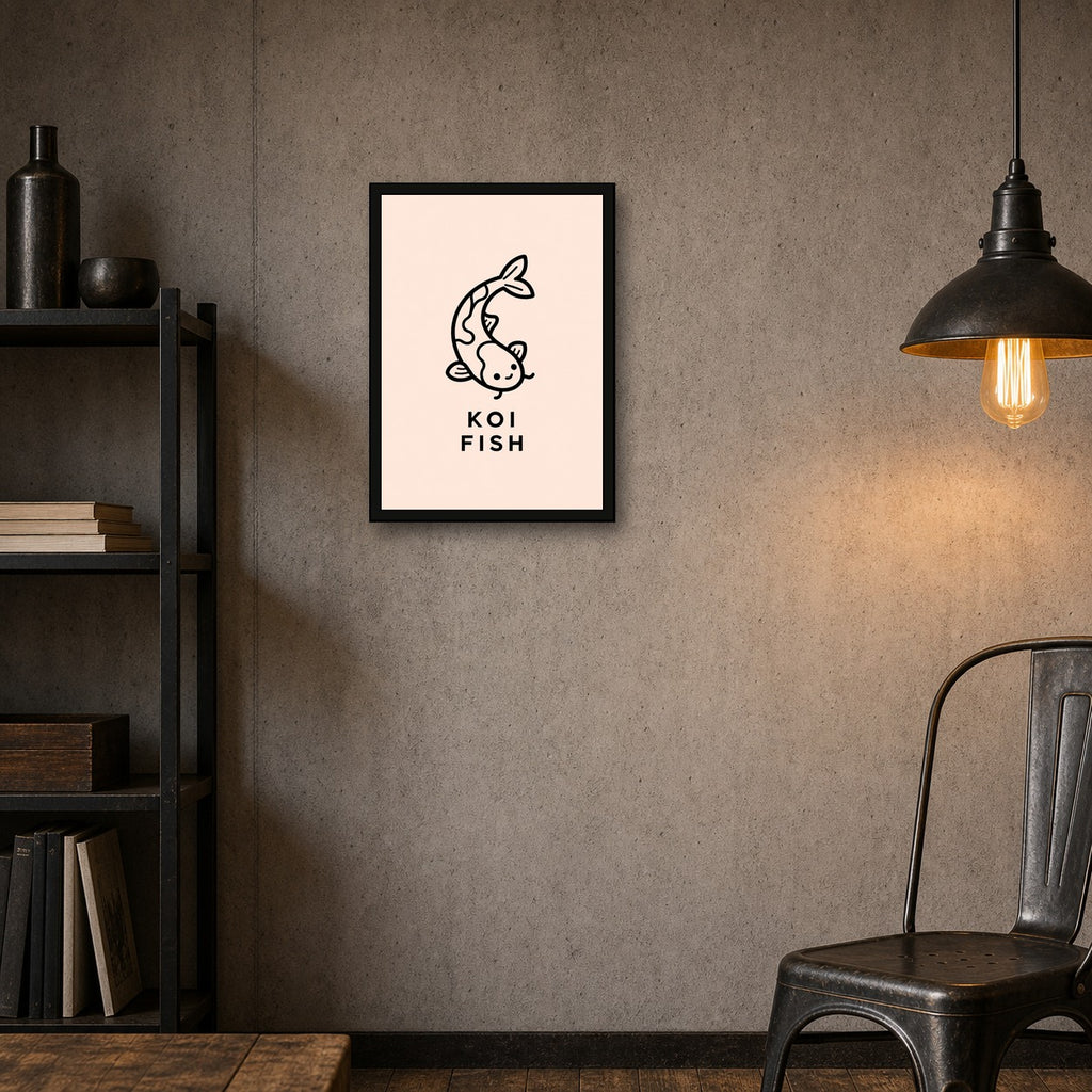 Koi Fish Icon Japanese Retro Poster Print - A room mockup