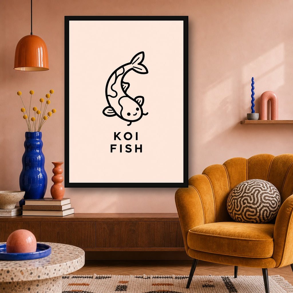 Koi Fish Icon Japanese Retro Poster Print - A room mockup