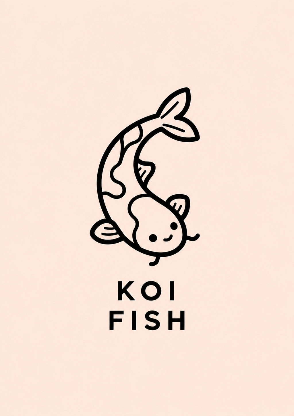 Koi Fish Icon Japanese Retro Poster Print