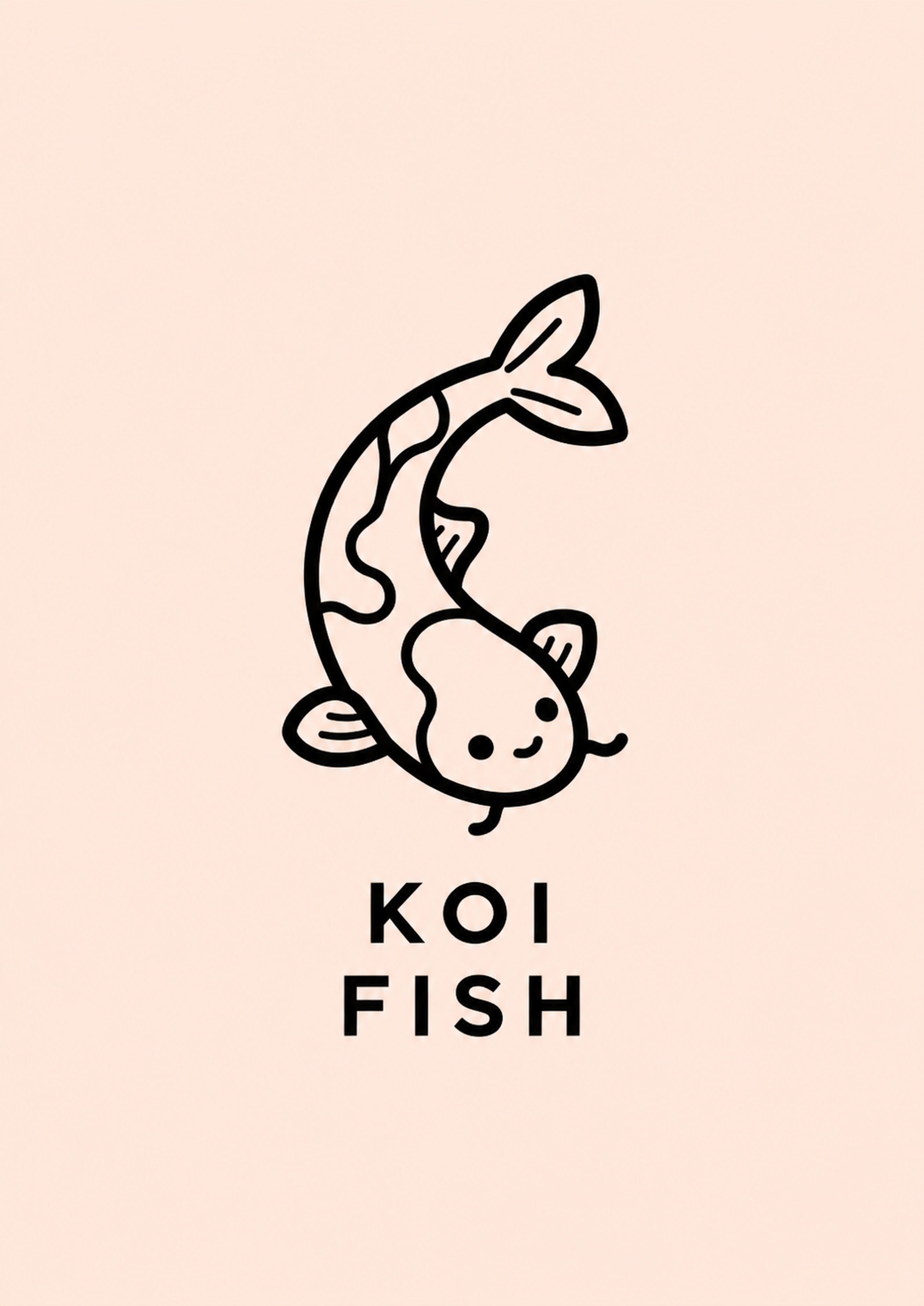 Koi Fish Icon Japanese Retro Poster Print