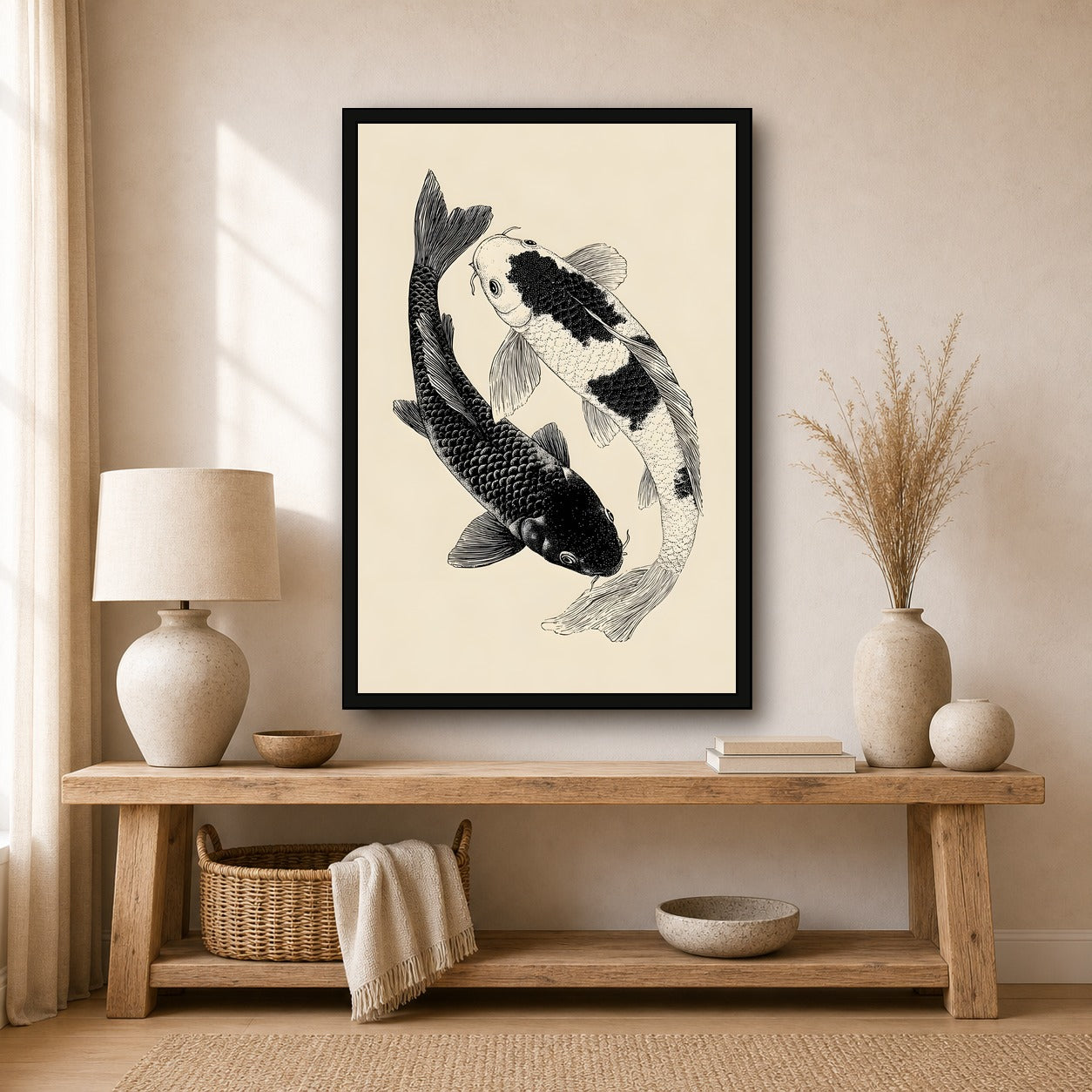 Koi Fish Poster, Japanese Pond Wall Art, Zen Poster Print - 2x3 room mockup