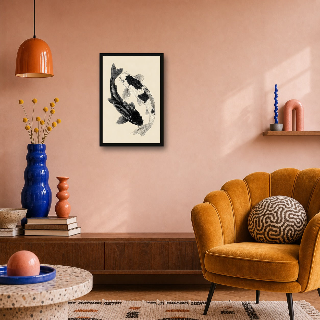 Koi Fish Poster, Japanese Pond Wall Art, Zen Poster Print - 2x3 room mockup