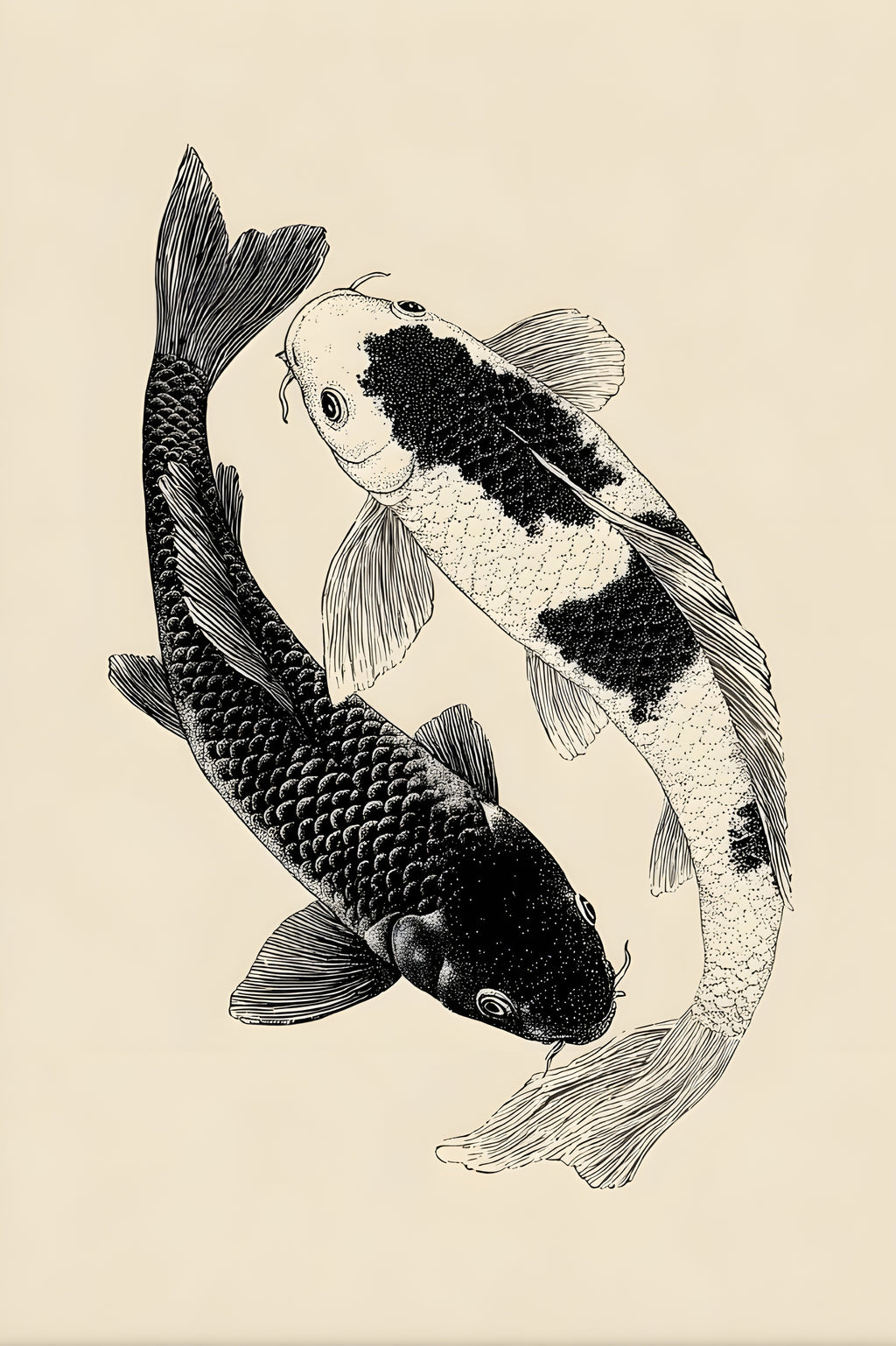 Koi Fish Poster, Japanese Pond Wall Art, Zen Poster Print