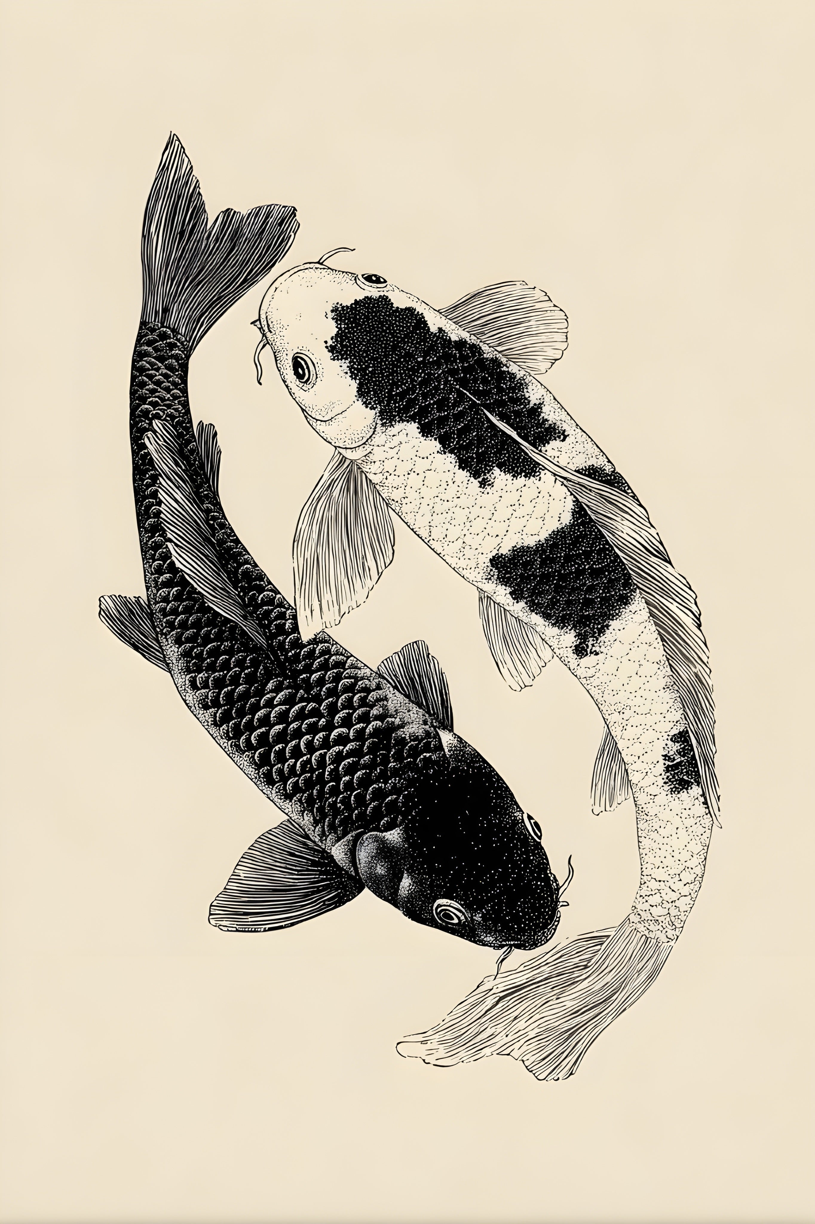 Koi Fish Poster, Japanese Pond Wall Art, Zen Poster Print