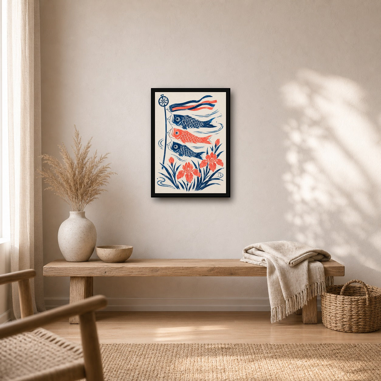 Koinobori Iris Japanese Retro Poster Print - A room mockup