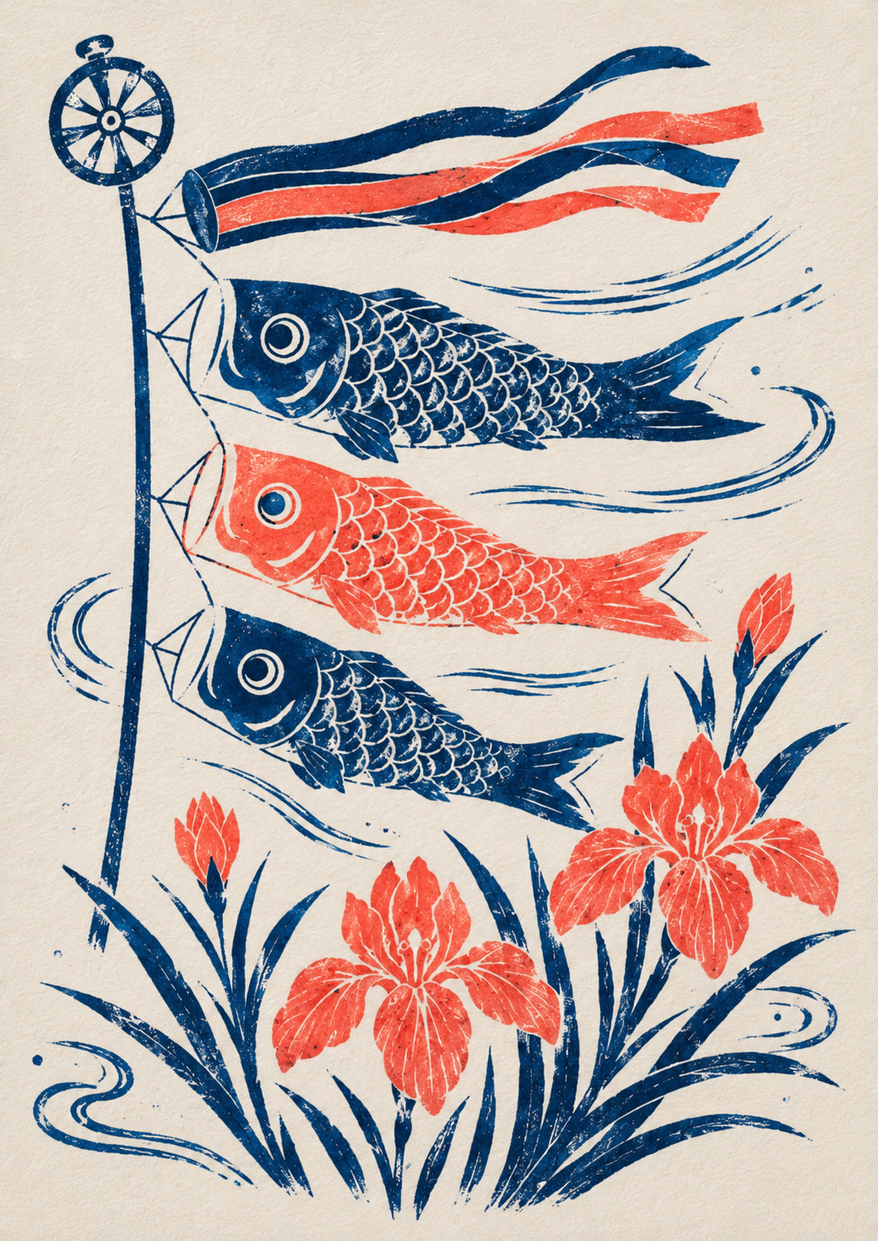 Koinobori Iris Japanese Retro Poster Print