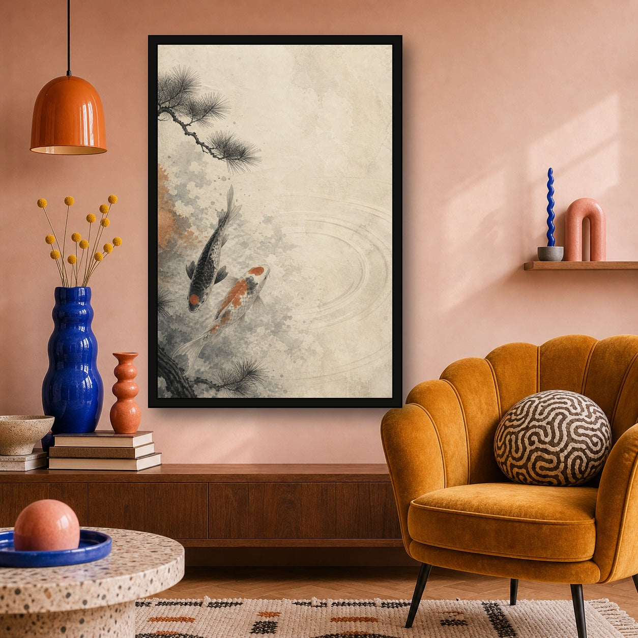 Koipinemoon 01 Left Japanese Retro Poster Print - 2x3 room mockup