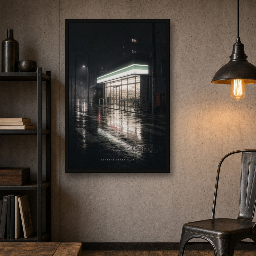 Konbiniafterrain Japanese Retro Poster Print - 2x3 room mockup