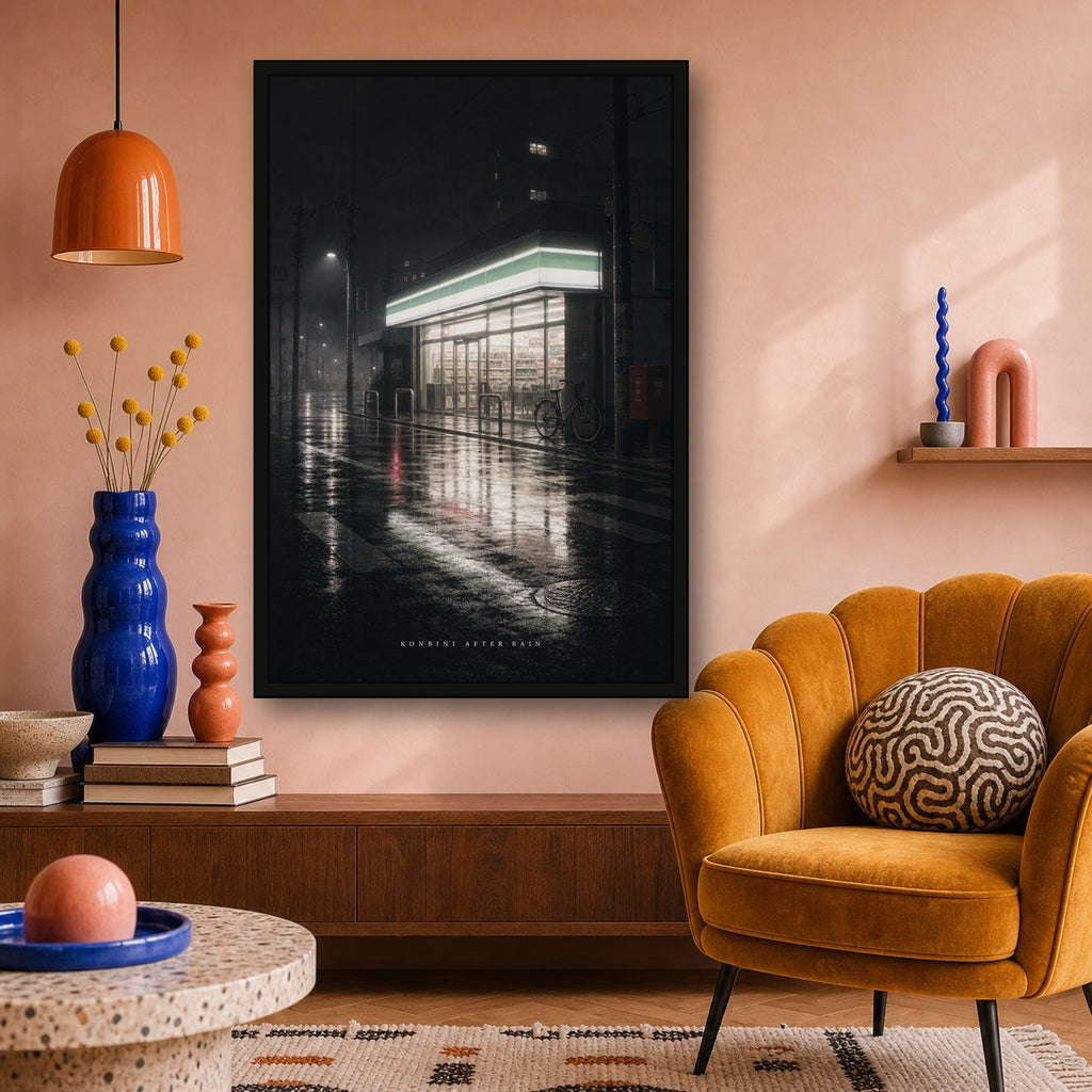 Konbiniafterrain Japanese Retro Poster Print - 2x3 room mockup