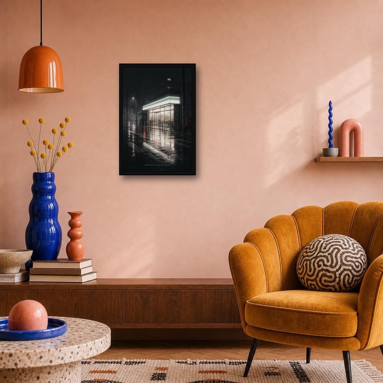 Konbiniafterrain Japanese Retro Poster Print - 2x3 room mockup