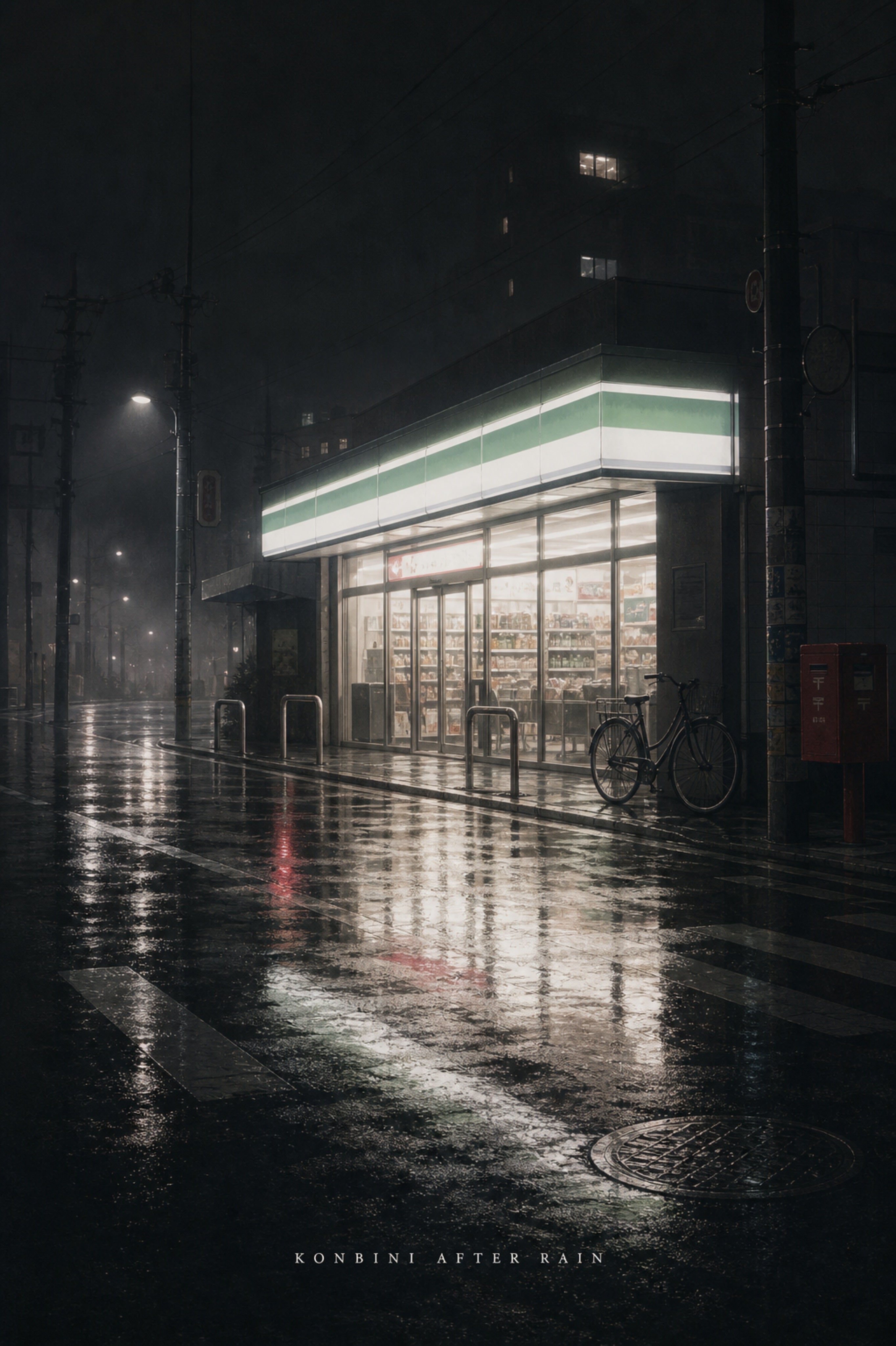 Konbiniafterrain Japanese Retro Poster Print