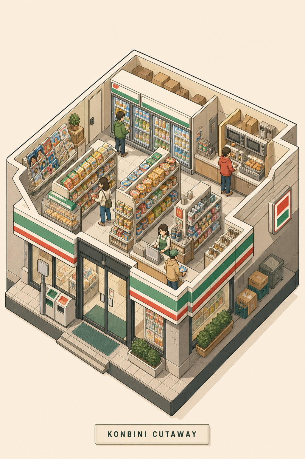 Konbinicutaway Japanese Retro Poster Print