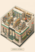 Konbinicutaway Japanese Retro Poster Print