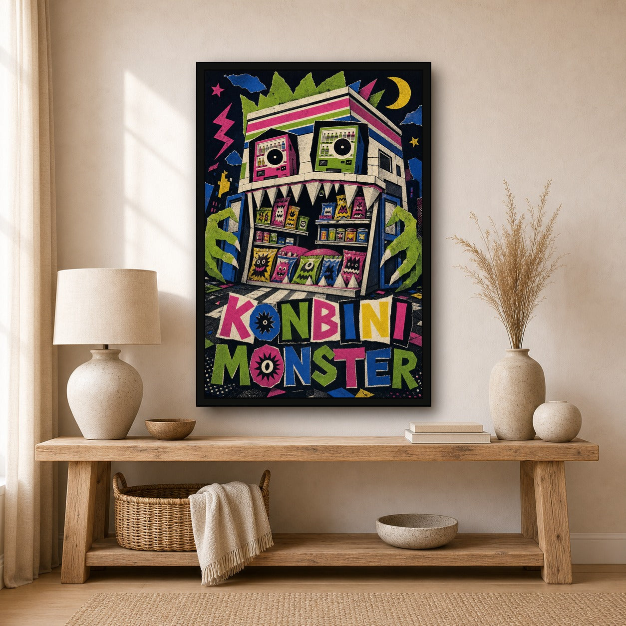 Konbinimonster Japanese Retro Poster Print - 2x3 room mockup