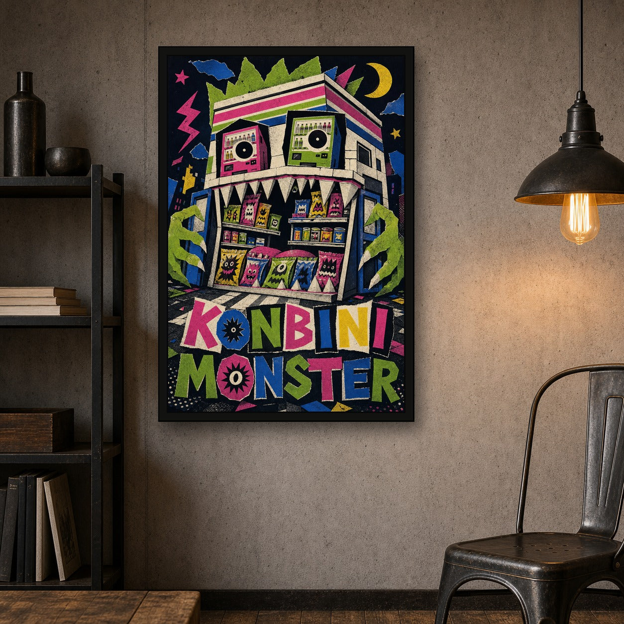 Konbinimonster Japanese Retro Poster Print - 2x3 room mockup
