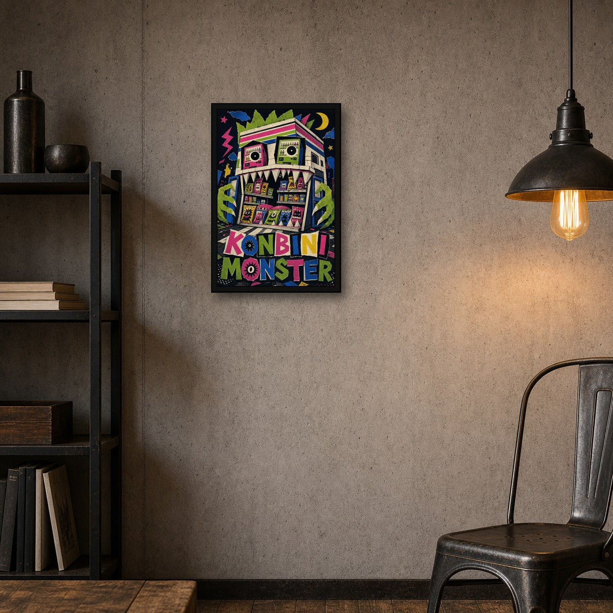 Konbinimonster Japanese Retro Poster Print - 2x3 room mockup