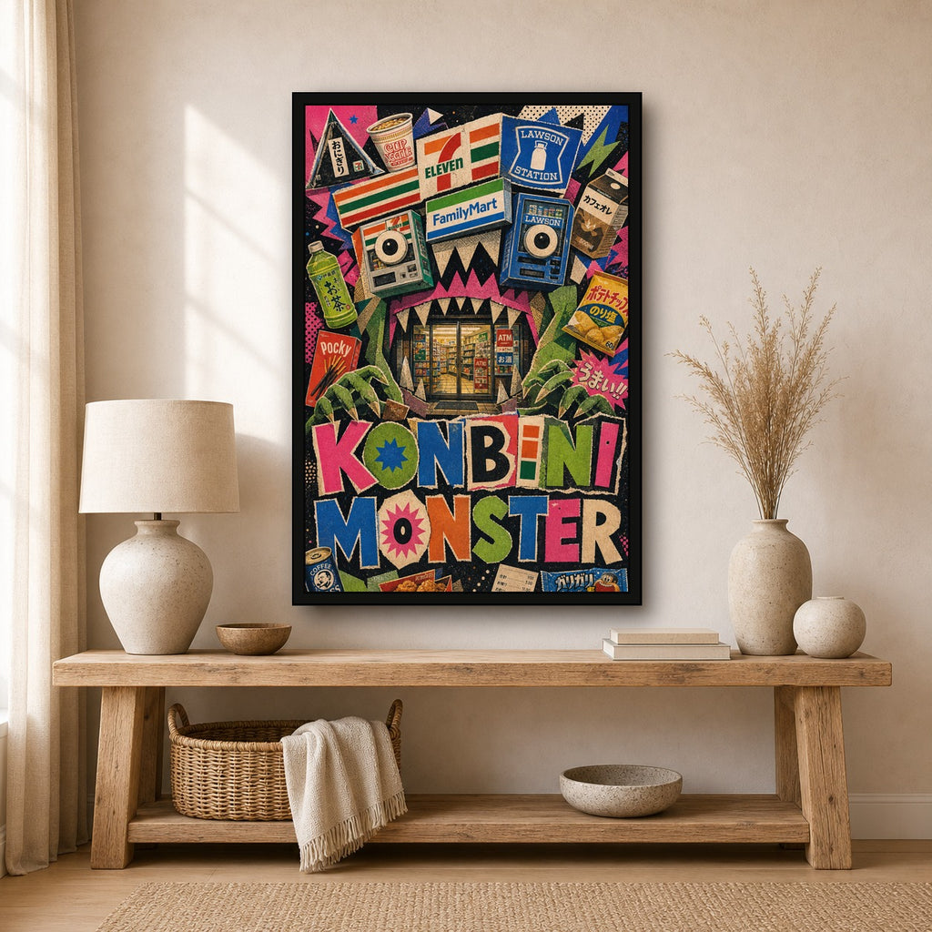 Konbinimonster Logo Japanese Retro Poster Print - 2x3 room mockup