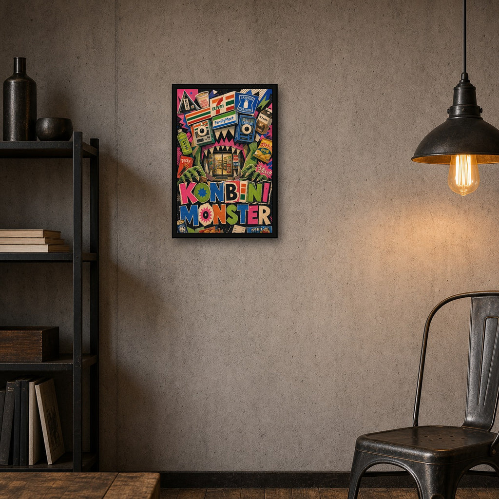 Konbinimonster Logo Japanese Retro Poster Print - 2x3 room mockup