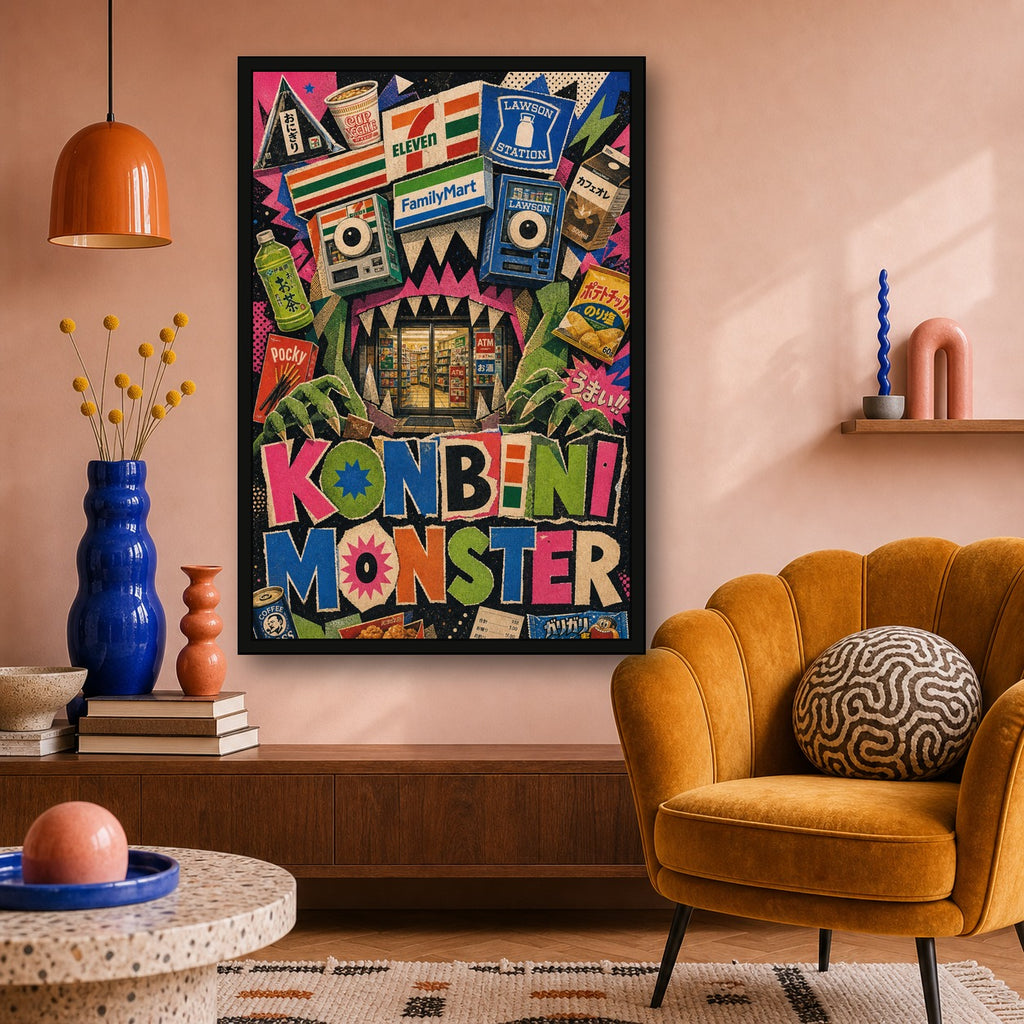 Konbinimonster Logo Japanese Retro Poster Print - 2x3 room mockup